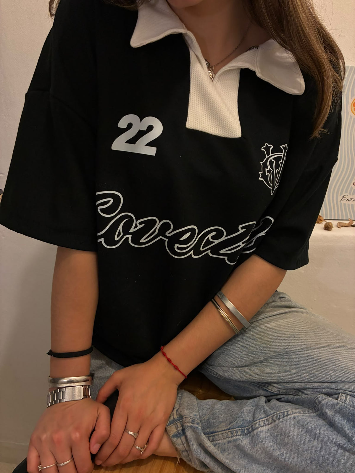 Contrast Polo - Black/White