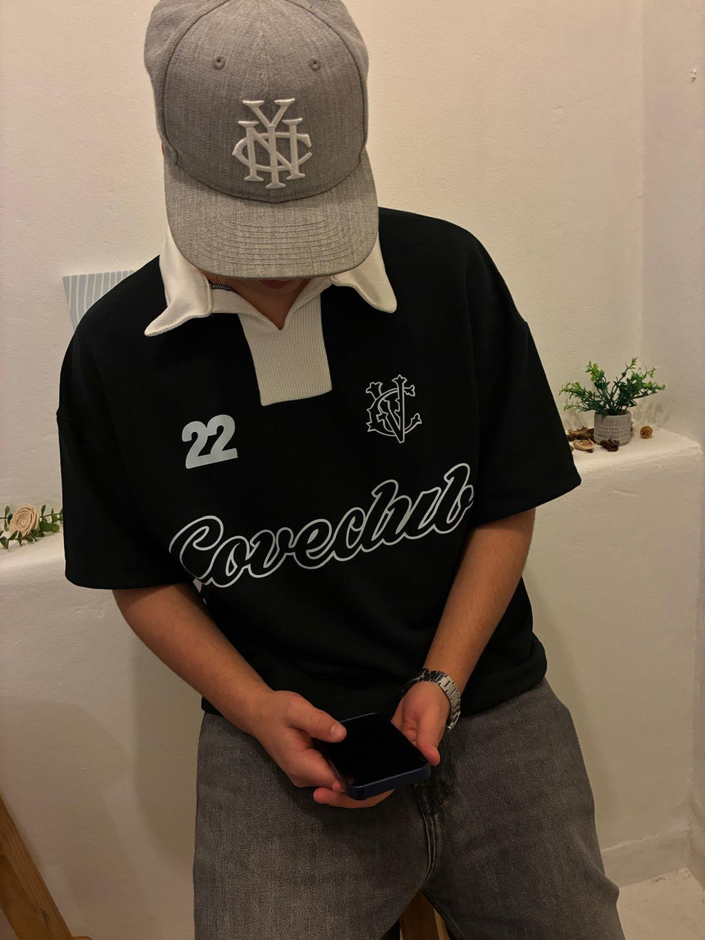 Contrast Polo - Black/White